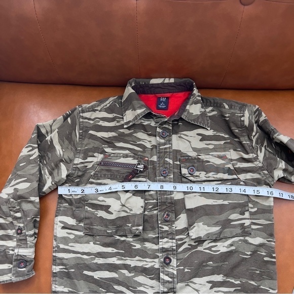 Gap Kids Boys Utility Camo Army Shacket Jacket Shirt Outerwear Cotton Size 7 - Picture 12 of 13